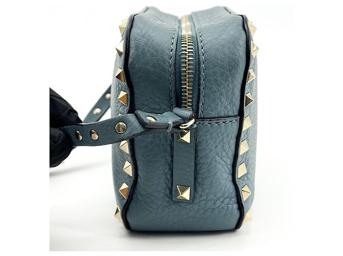 Valentino Garavani Rockstud Camera Leather Blu - vista 4