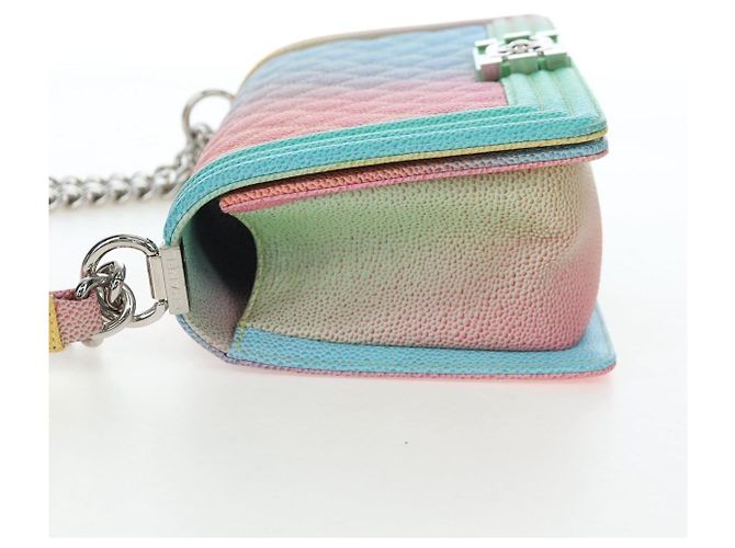 Chanel Rainbow Boy Flap Quilted Painted Caviar Old Medium Multicolore - vista 3
