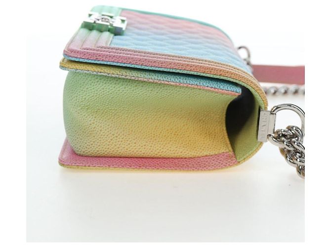Chanel Rainbow Boy Flap Quilted Painted Caviar Old Medium Multicolore - vista 4