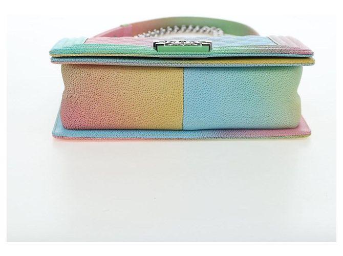 Chanel Rainbow Boy Flap Quilted Painted Caviar Old Medium Multicolore - vista 5