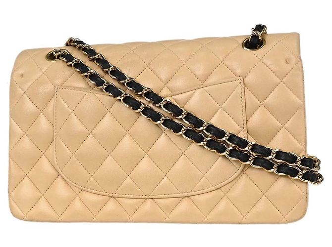 Chanel Classic Double Flap Quilted Lambskin Small Beige - vista 2