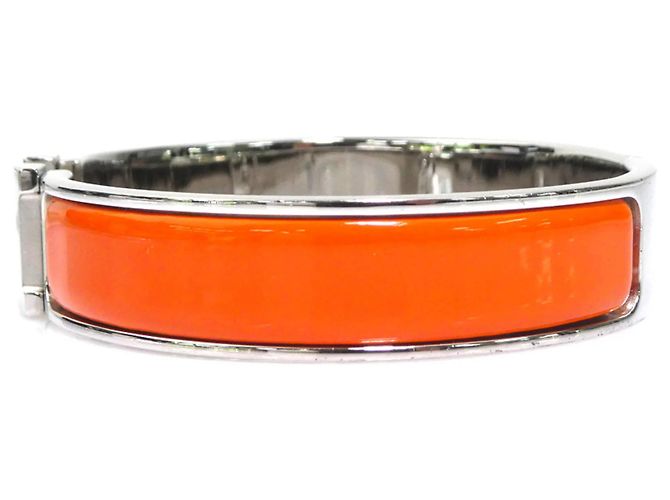 Hermès Bracciale Rigido Hermes HERMES Clic Clack Argento Arancione - vista 2