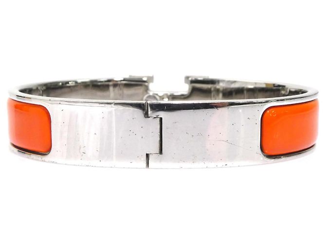 Hermès Bracciale Rigido Hermes HERMES Clic Clack Argento Arancione - vista 3