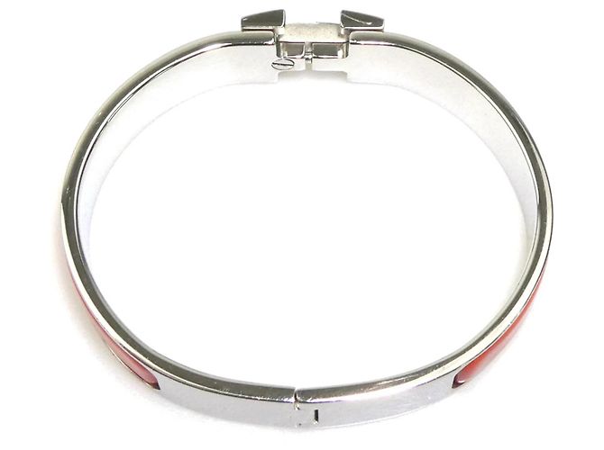 Hermès Bracciale Rigido Hermes HERMES Clic Clack Argento Arancione - vista 5