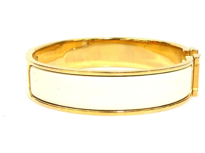 Hermès Bracciale Rigido Hermes Clic Clack H D'oro Bianco sporco - vista 2