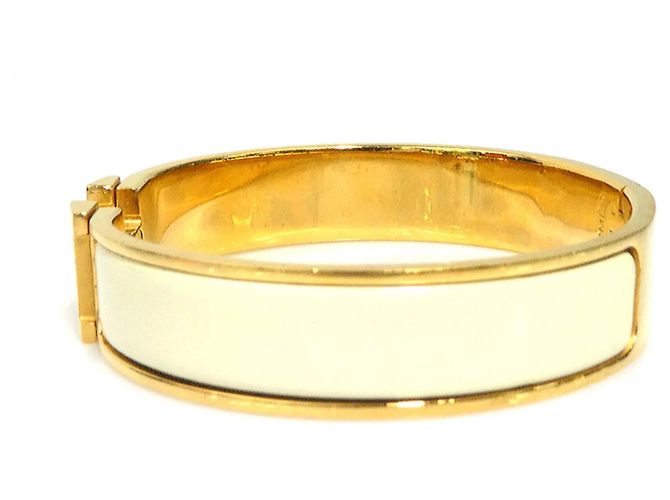 Hermès Bracciale Rigido Hermes Clic Clack H D'oro Bianco sporco - vista 4