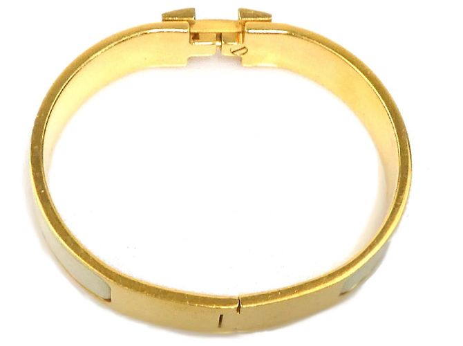 Hermès Bracciale Rigido Hermes Clic Clack H D'oro Bianco sporco - vista 5
