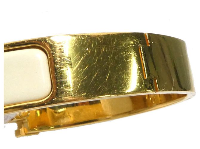 Hermès Bracciale Rigido Hermes Clic Clack H D'oro Bianco sporco - vista 7
