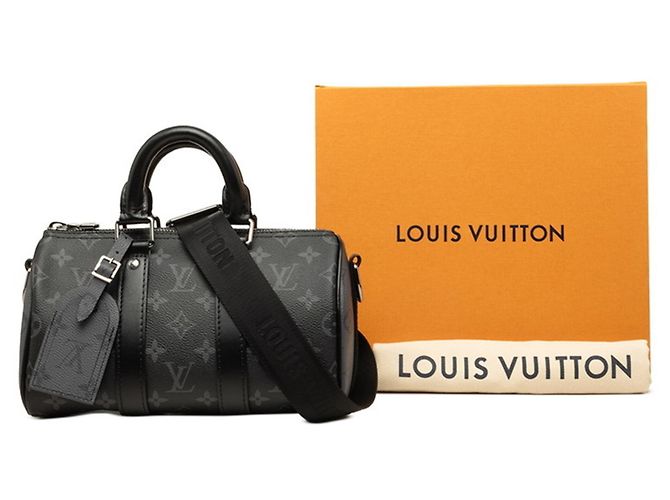 Louis Vuitton Monogram Eclipse Reverse Keepall Bandoulière 25 Braun Monogramm - Ansicht 7
