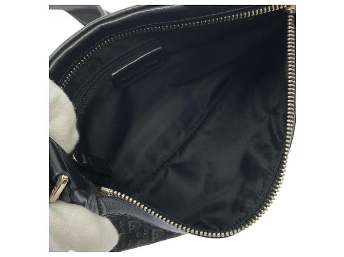 Sac à épaule Christian Dior en toile noire - vue 10