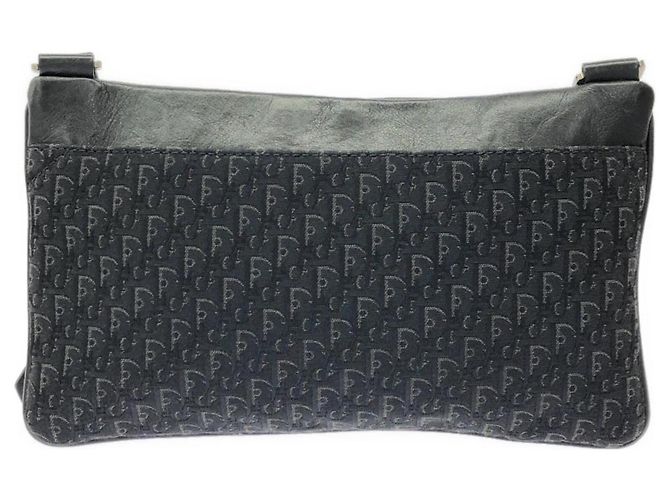 Sac à épaule Christian Dior en toile noire - vue 2