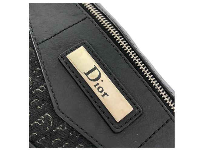 Sac à épaule Christian Dior en toile noire - vue 8