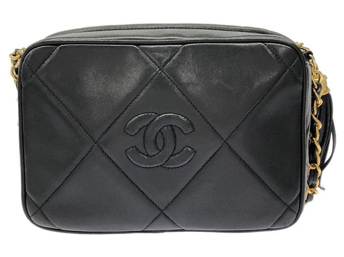 Borsa a tracolla Chanel in pelle d'agnello nera Nero - vista 2