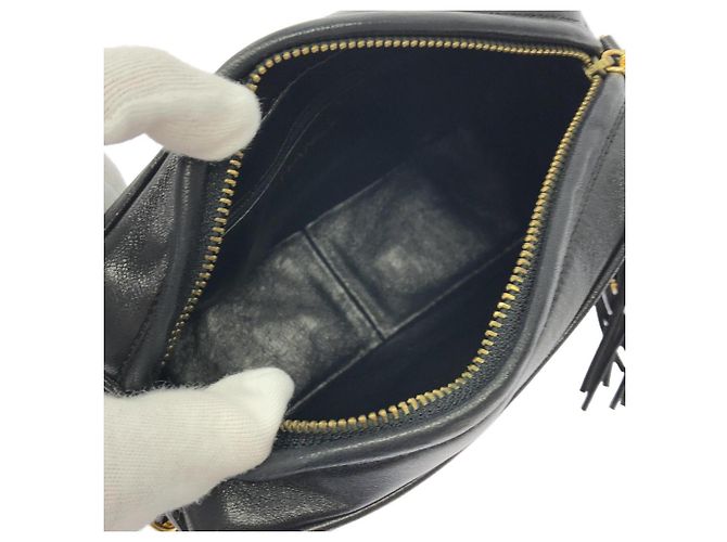 Borsa a tracolla Chanel in pelle d'agnello nera Nero - vista 9