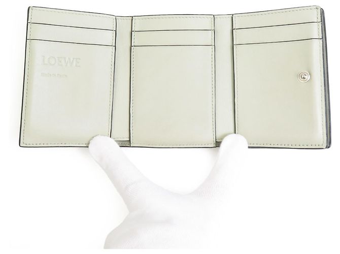 Portafoglio Tri-fold Loewe in Gray/Blue Marrone - vista 3