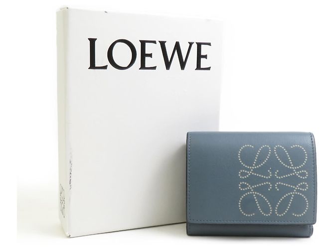 Portafoglio Tri-fold Loewe in Gray/Blue Marrone - vista 8