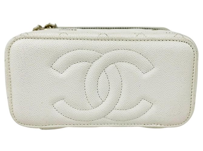 Vanity Borsa a tracolla Chanel in pelle di vitello grana Off-White Bianco sporco - vista 4