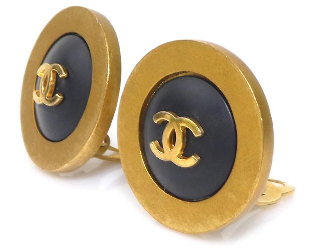Orecchini a clip Chanel in nero e oro D'oro - vista 3