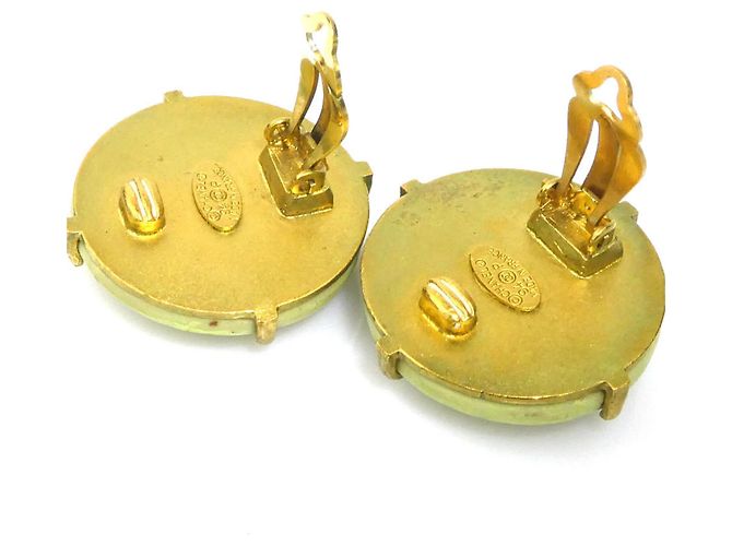 Orecchini a clip Chanel oro e verde chiaro D'oro - vista 7