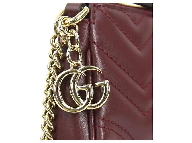 Borsa a mano Gucci GG Marmont in pelle Bordeaux Bordò - vista 10