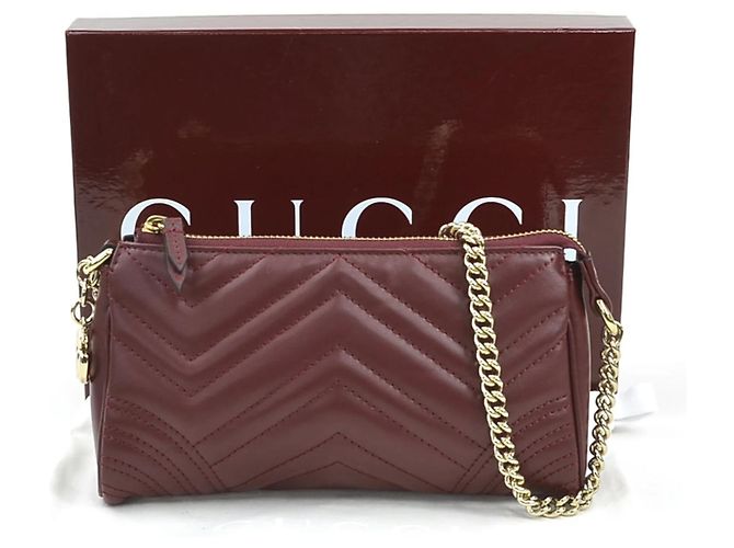 Borsa a mano Gucci GG Marmont in pelle Bordeaux Bordò - vista 14