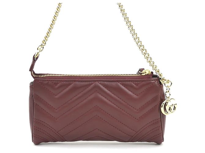 Borsa a mano Gucci GG Marmont in pelle Bordeaux Bordò - vista 3