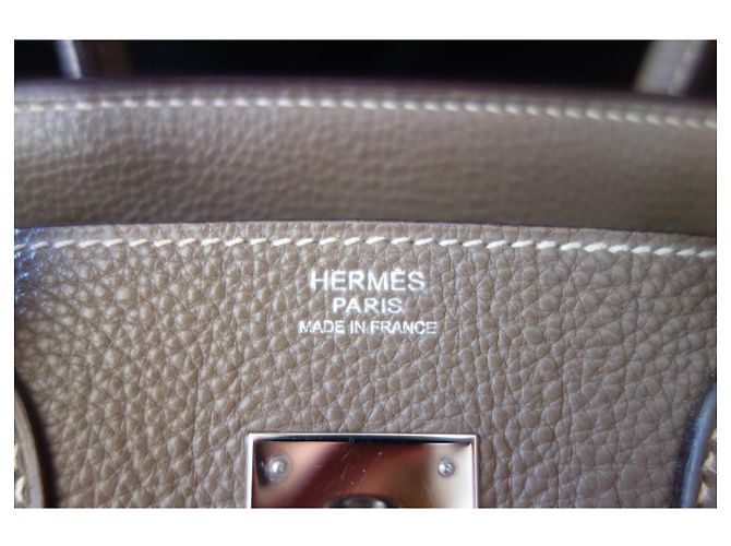Hermès Birkin 30 in pelle Togo Étoupe Grigio - vista 10