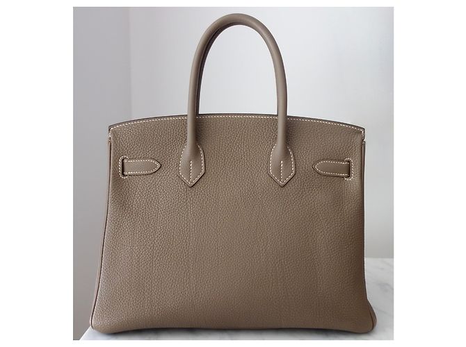 Hermès Birkin 30 in pelle Togo Étoupe Grigio - vista 3