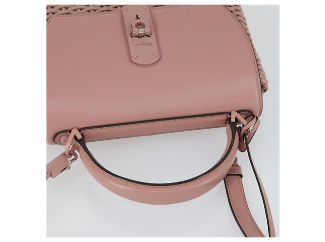 Salvatore Ferragamo Boxyz Top Handle Woven Leather Medium - vista 7