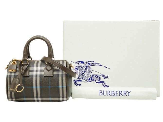 Burberry Check Mini Bowling Bag Weiß Blau Khaki - Ansicht 12