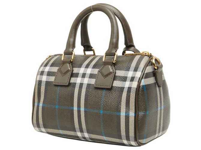 Burberry Check Mini Bowling Bag Weiß Blau Khaki - Ansicht 2