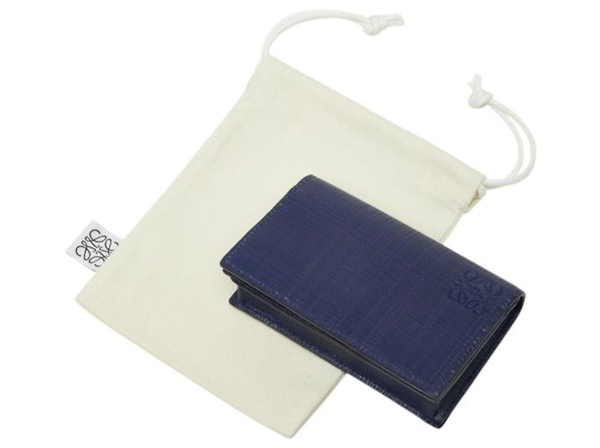 Tarjetero de piel azul marino Anagram de Loewe - vista 10