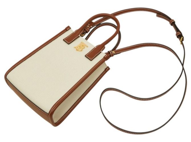 Borsa a mano Burberry Micro Francis TB Logo Marrone Crudo - vista 8