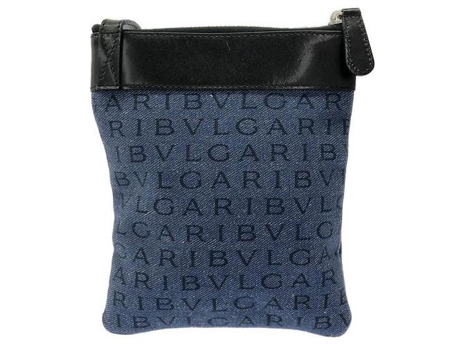 Bulgari Borsa a tracolla Bvlgari in tela blu e pelle - vista 2