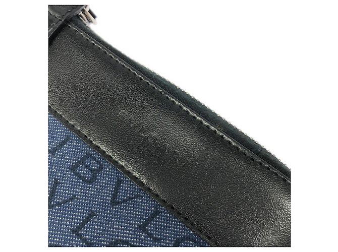 Bulgari Borsa a tracolla Bvlgari in tela blu e pelle - vista 4