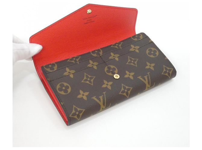 Louis Vuitton Monogram Portefeuille Sarah Wallet Braun Rot - Ansicht 3