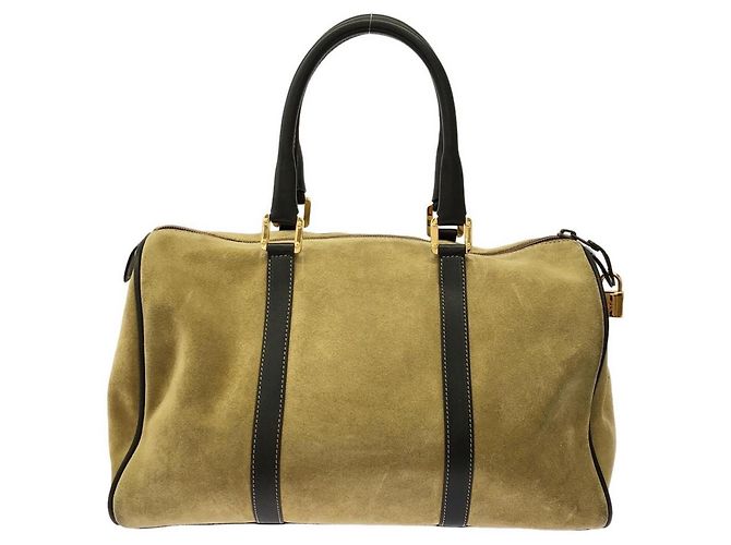 Borsa Boston Loewe in camoscio marrone e oro D'oro - vista 2
