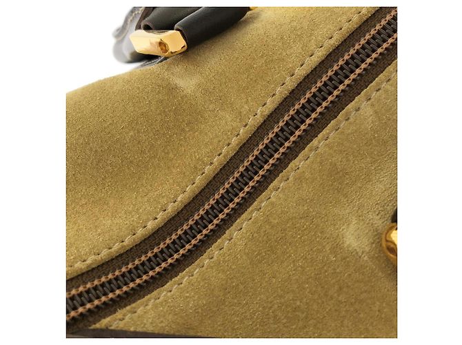 Borsa Boston Loewe in camoscio marrone e oro D'oro - vista 6