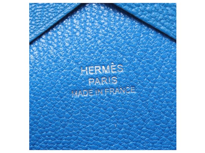 Hermès Hermes Calvi Duo Münzbeutel Blau - Ansicht 5