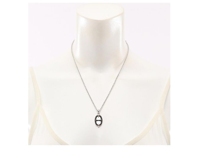 Hermès Collana Hermes Chaine d'Ancre Mini Maillon PM Nero Argento - vista 6