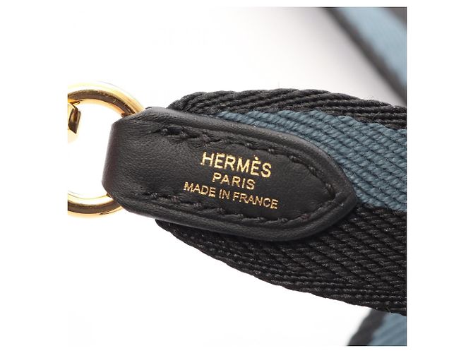 Hermès Hermes Bandoulière Sangle Casaque Pet Shoulder Strap Nero Blu - vista 4