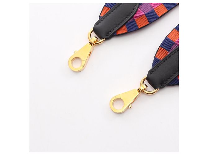 Hermès Hermes Bandoulière Sangle Maxi Quadrille Shoulder Strap Doré Orange Violet Bleu Marine - vue 3