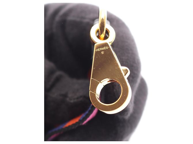 Hermès Hermes Bandoulière Sangle Maxi Quadrille Shoulder Strap Doré Orange Violet Bleu Marine - vue 7