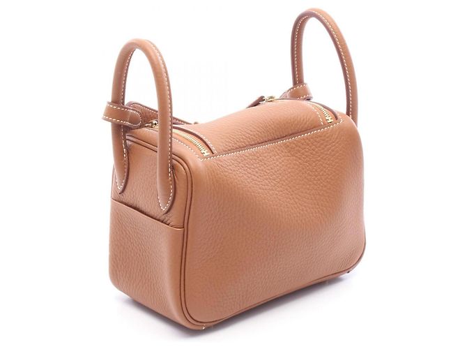 Hermès Borsa a tracolla Hermes Lindy Mini Gold Marrone - vista 2