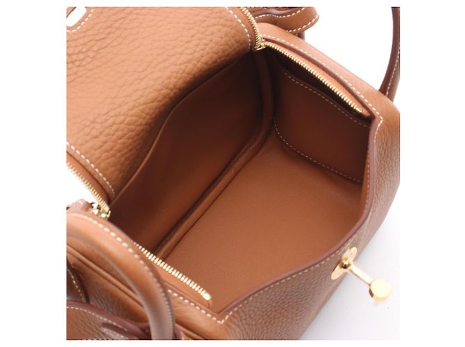 Hermès Borsa a tracolla Hermes Lindy Mini Gold Marrone - vista 3