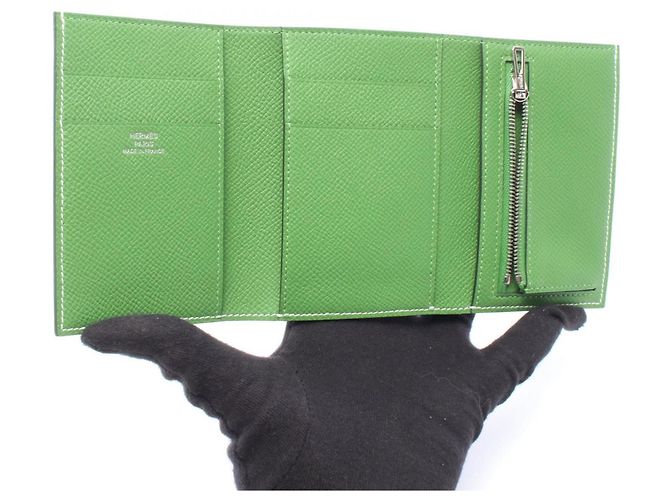 Hermès Hermes Bearn Combination Verso Tri-fold Wallet Green - view 3