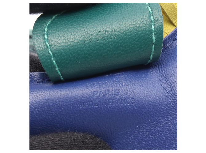 Hermès Hermes Rodeo MM Handbag Charm Blu D'oro Verde Giallo - vista 3