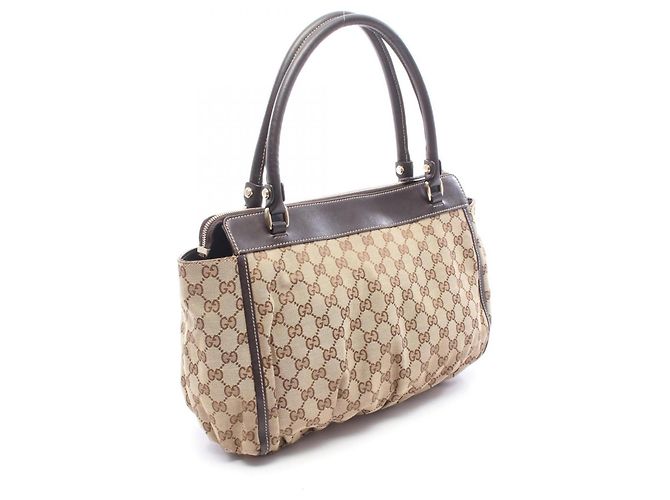 Borsa Tote Gucci Abbey GG Canvas Marrone Beige - vista 2