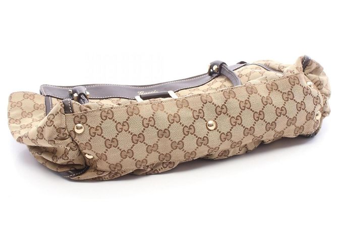 Borsa Tote Gucci Abbey GG Canvas Marrone Beige - vista 6