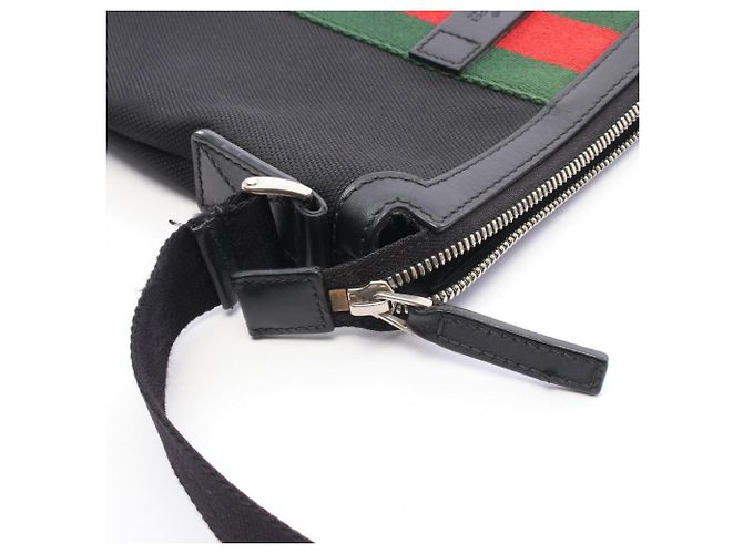 Borsa a tracolla piatta Gucci Web Stripe Nero Rosso Verde - vista 7